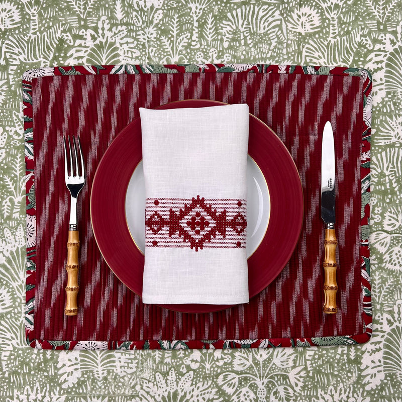 Gift Set: Set of Four Ikat Placemats (Burgundy)