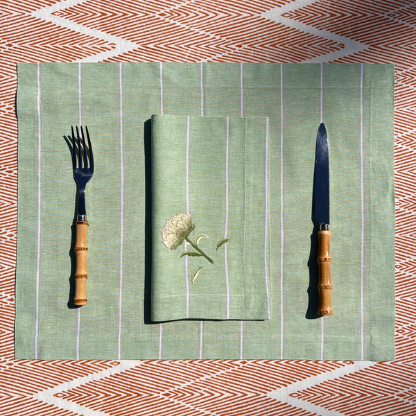 ’The Artichoke’ Napkin & Placemat - Apple Green Stripe