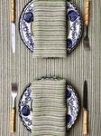 ’The Swedish Stripe’ Tablecloth - Swedish Greens - 100% Linen