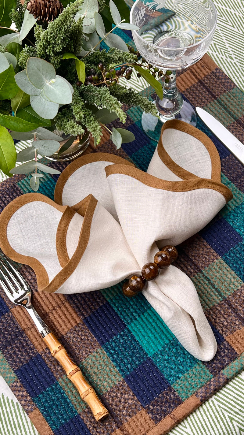 Curated Table Set: Green, Camel Navy