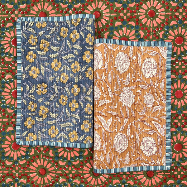 Gift Set: Blues & Cinnamon Placemats x 4.