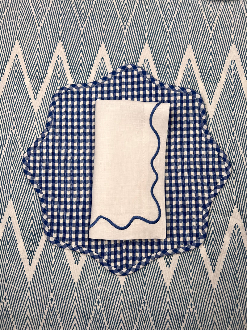 Gift Set: Blue Gingham & Squiggle Napkin Set