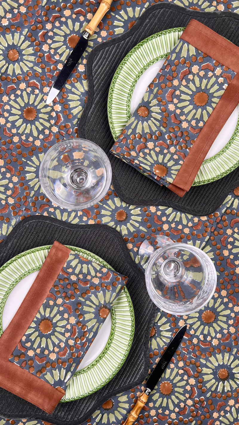 ‘The Kaleidoscope’ Napkin Set - Aubergine, Rust & Sage
