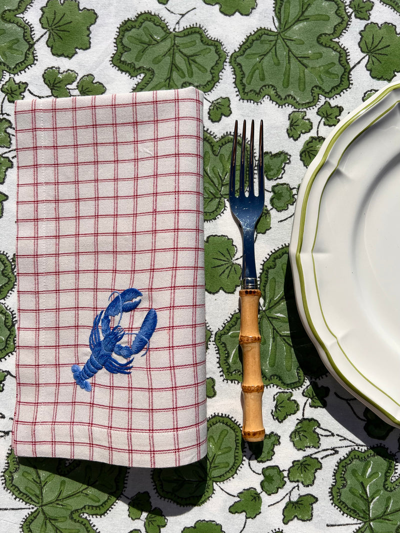 The ’Le Homard’ Napkin - Ecru & Red Chequer.
