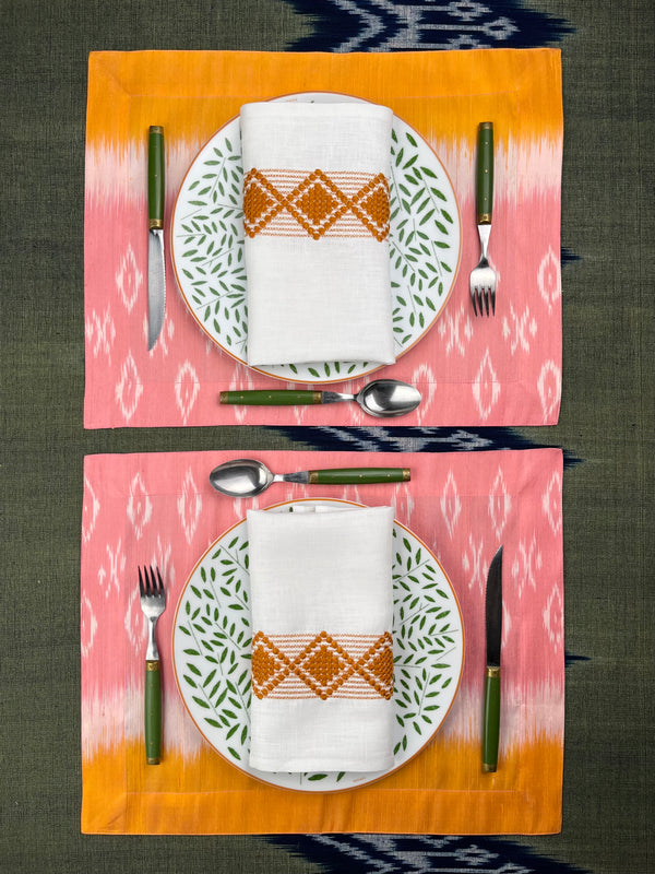 Vintage Silk Ikat Placemats (pink orange)