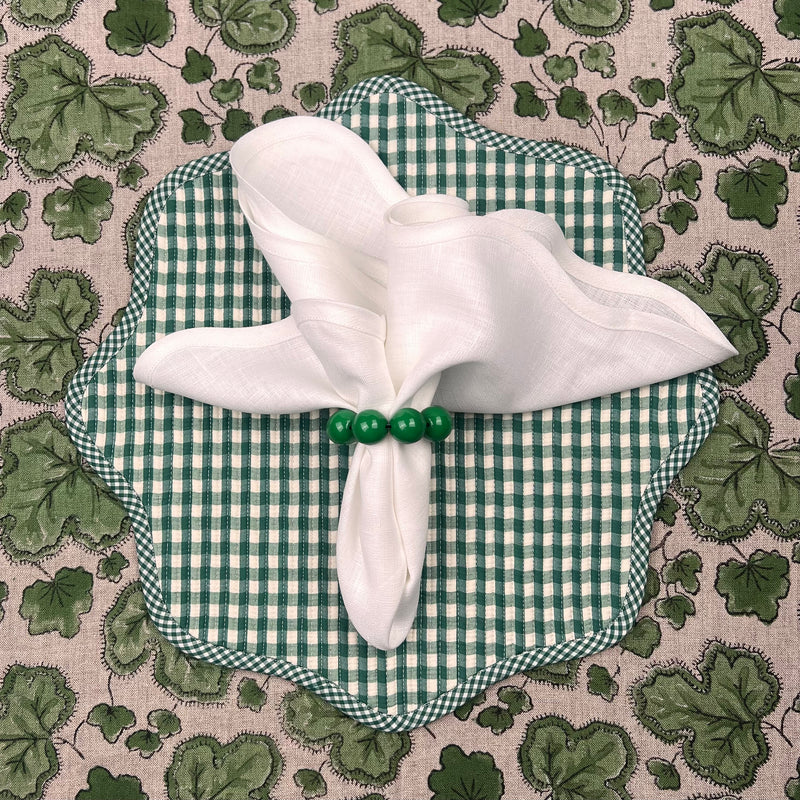 Gift Set: White Scallop Napkin & Green Orbs