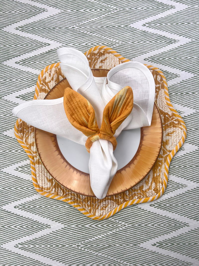 Ikat Easter Bunny Ears Napkinrings - Yellow