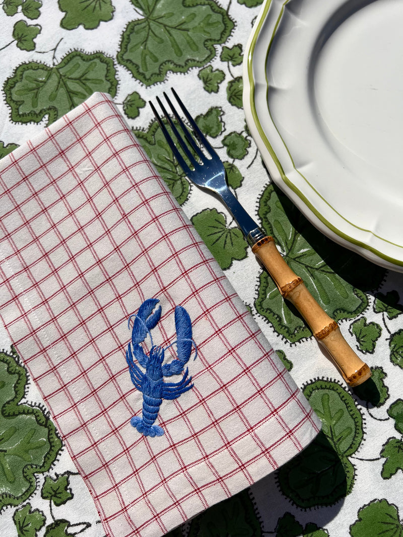 The ’Le Homard’ Napkin - Ecru & Red Chequer.