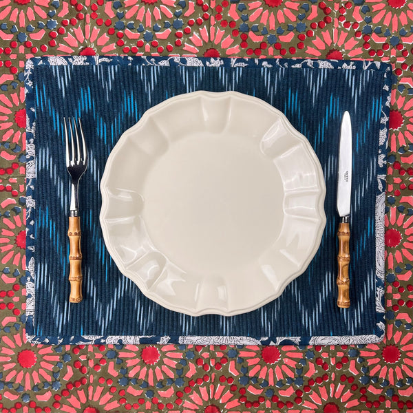 Gift Set: 4 x Blue Ikat Breakfast Placemats