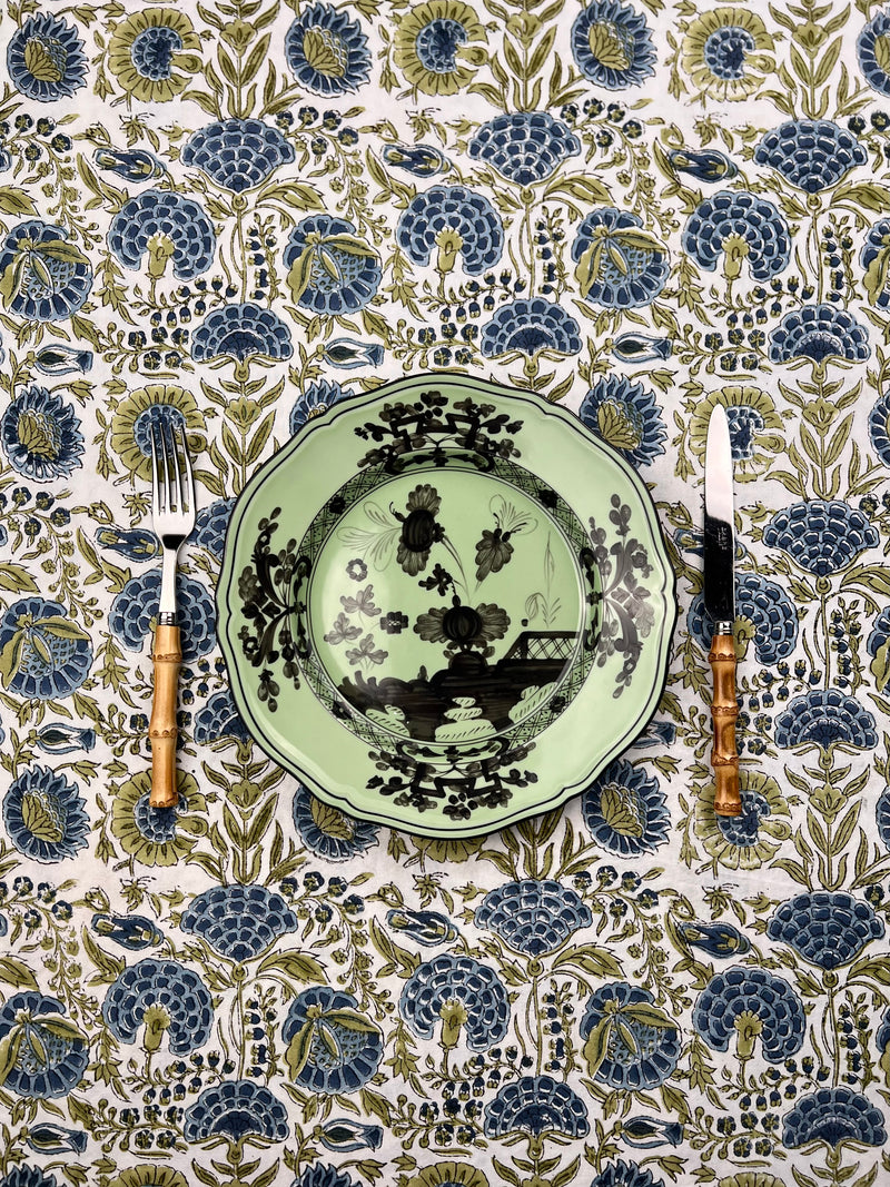 The Floral Tablecloth (Blue & Olive)