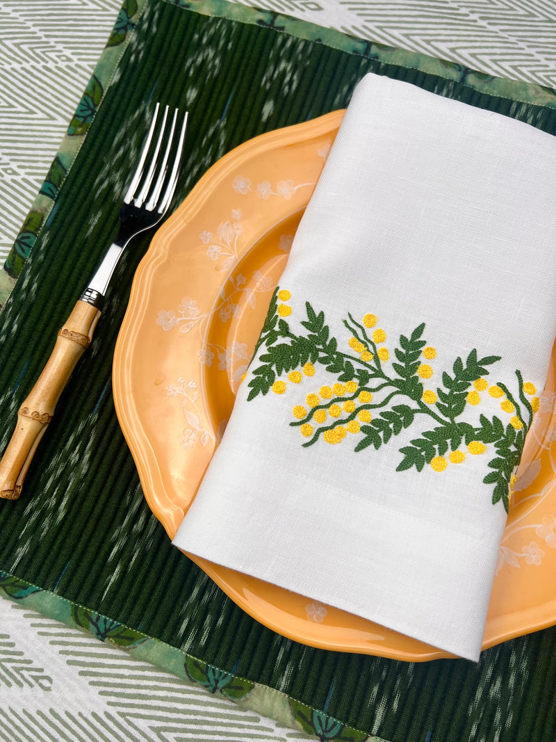 ’The Mimosa Vine’ Linen Napkin