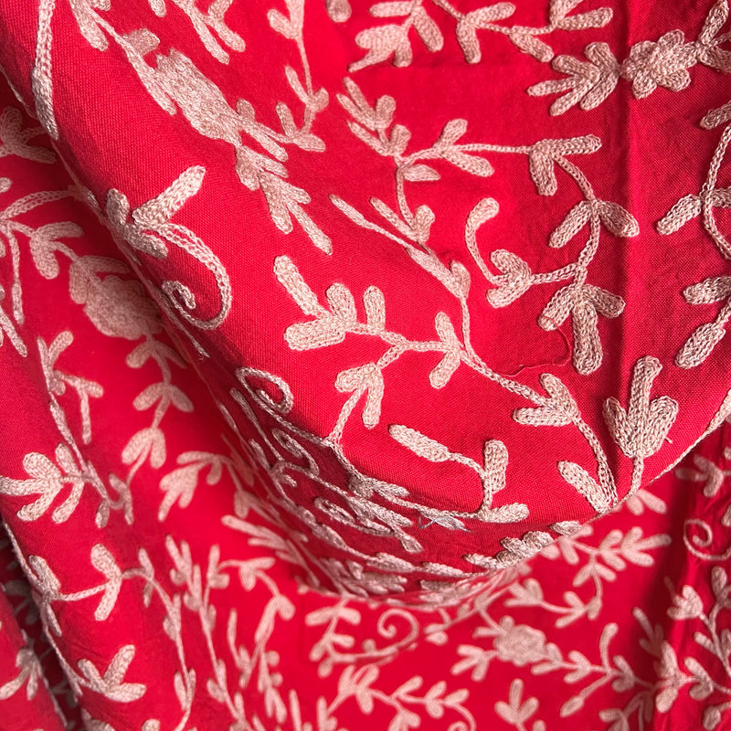 Suzani Cloth Red & Light Dusty Rose