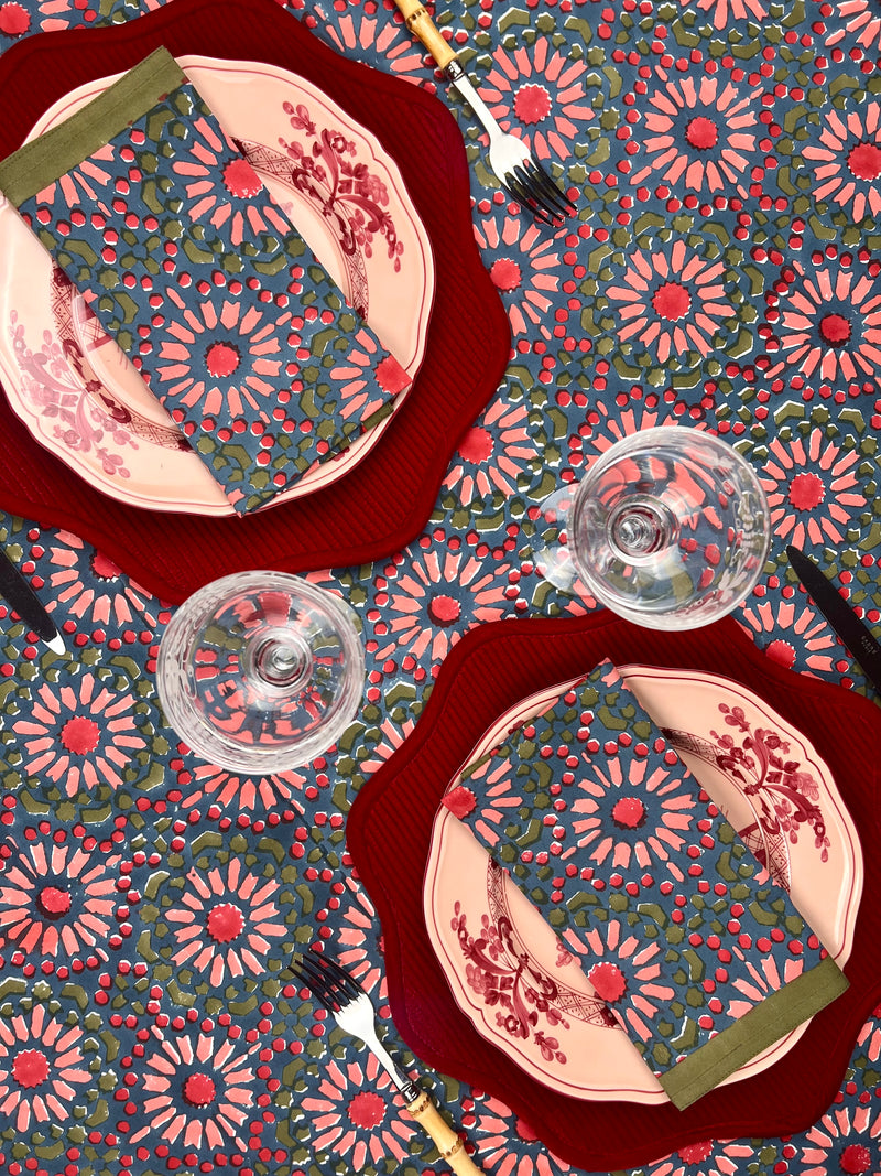 ‘The Kaleidoscope’ Napkin Set - Blue, Red, Pink, Moss