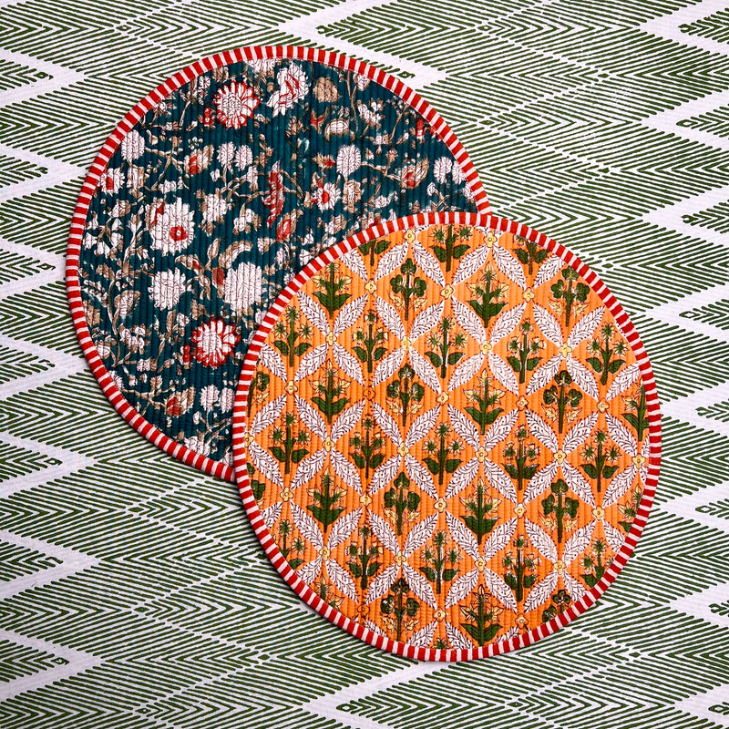 ‘The Breakfast’ Placemat - Round - Block Print