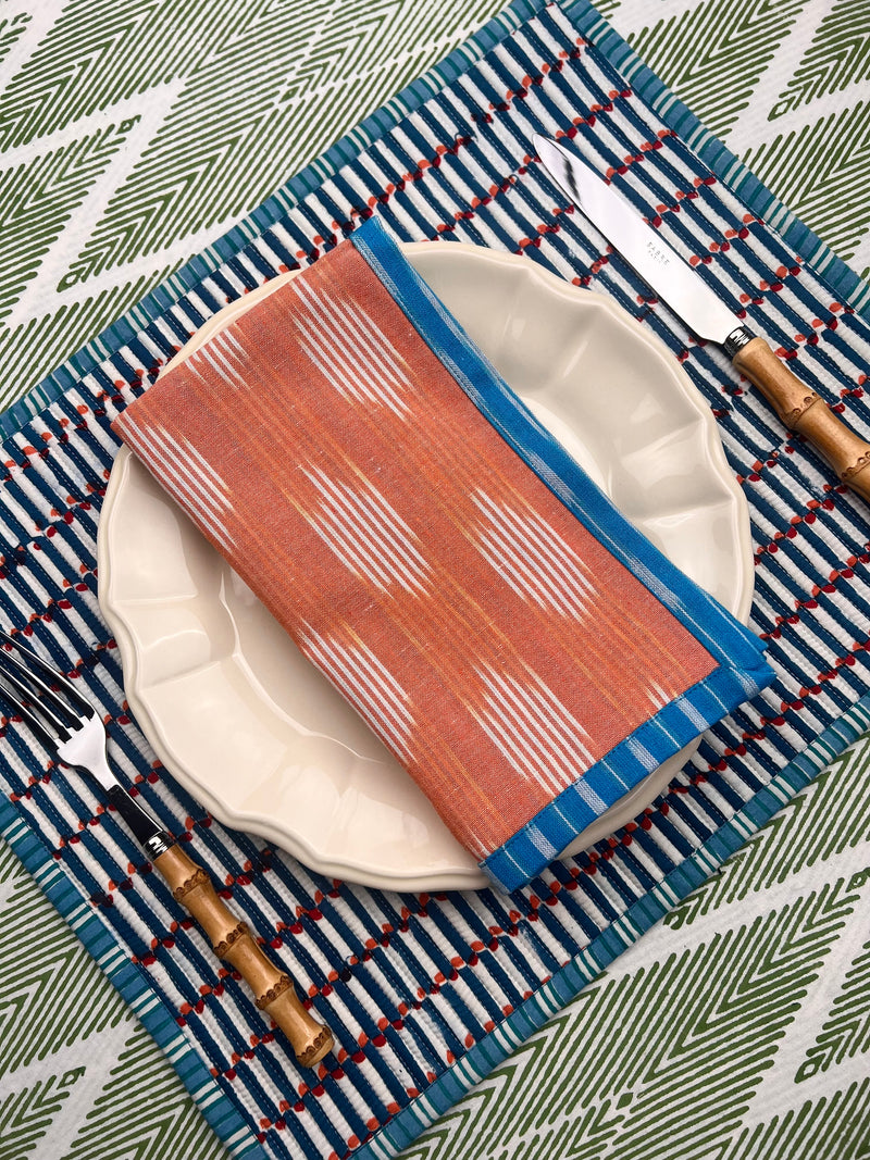 Reversible Napkin (Set of Four) Bright Blue/Apricot
