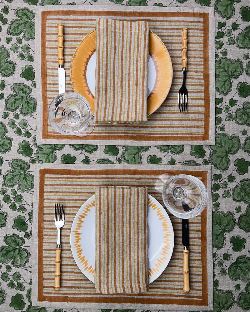 ’The Swedish Stripe’ Napkins - Natural Base - 100% Linen