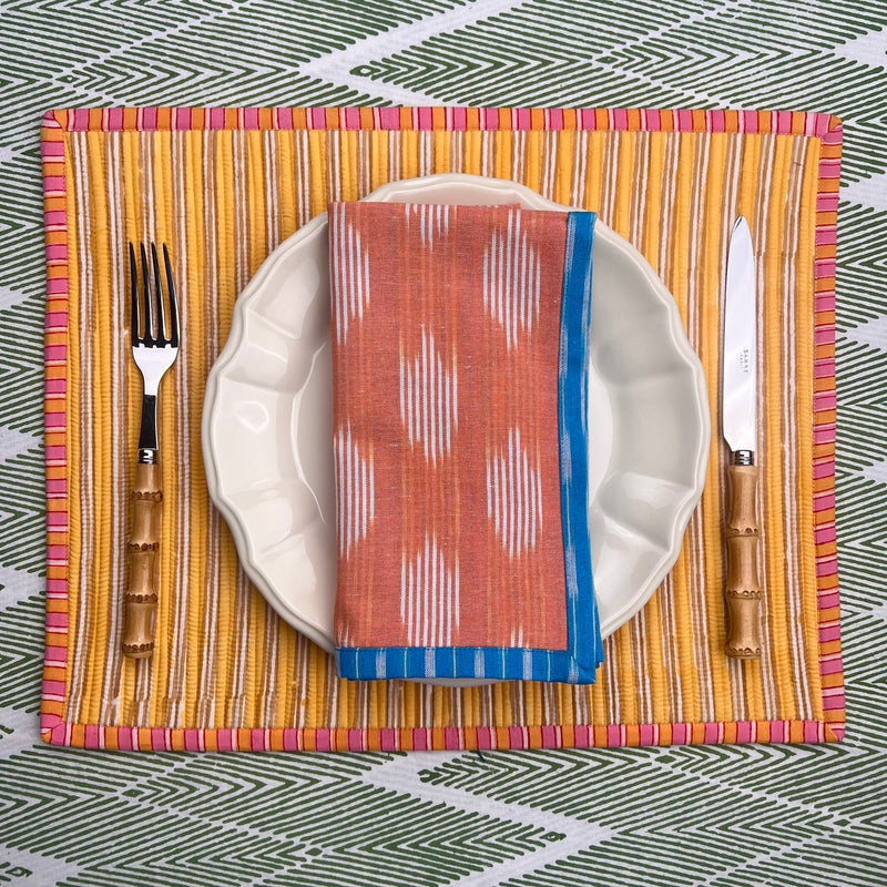 Reversible Napkin (Set of Four) Bright Blue/Apricot