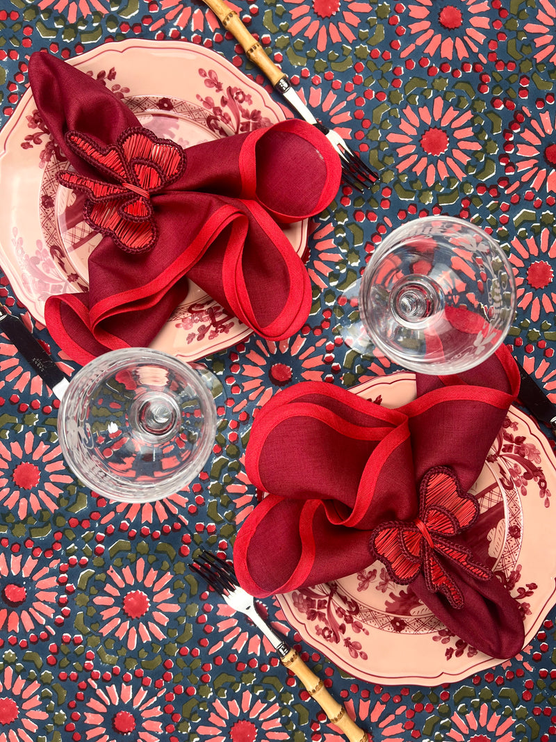 ‘The Kaleidoscope’ Tablecloth - Blue, Red, Pink, Moss