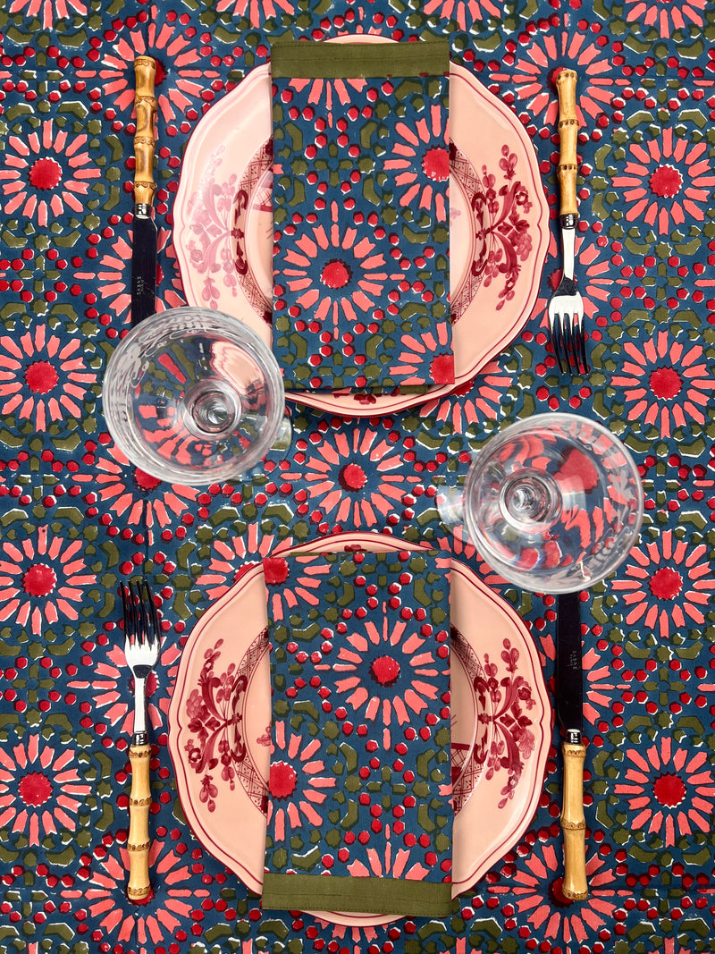 ‘The Kaleidoscope’ Napkin Set - Blue, Red, Pink, Moss