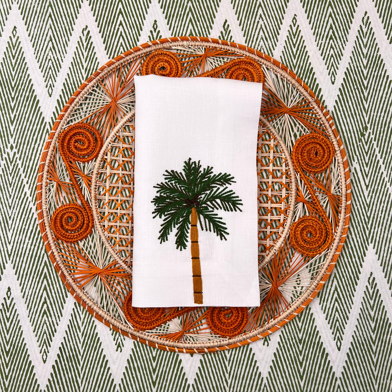 Curated Table Set: Orange Swirl & Palm Napkin