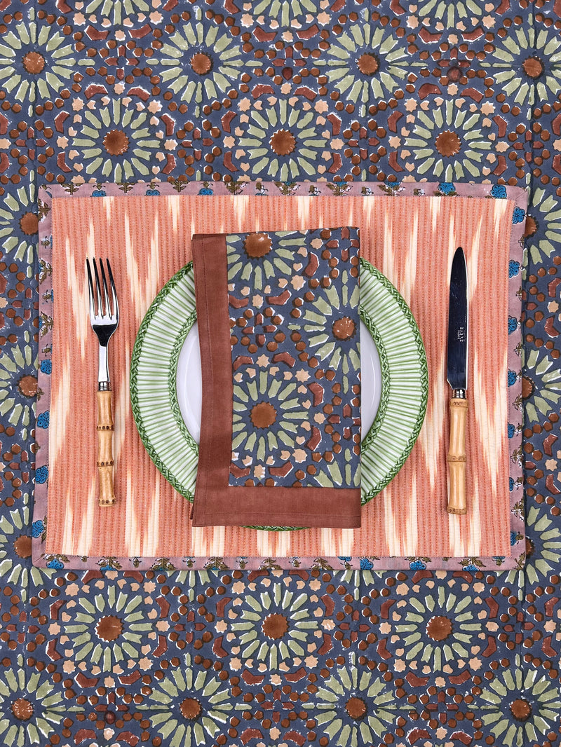 ‘The Kaleidoscope’ Tablecloth - Aubergine, Rust & Sage