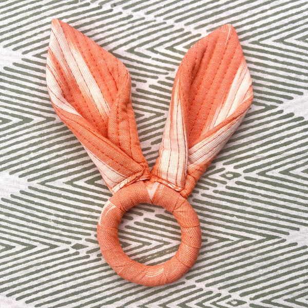 Ikat Easter Bunny Ears Napkinrings - Coral