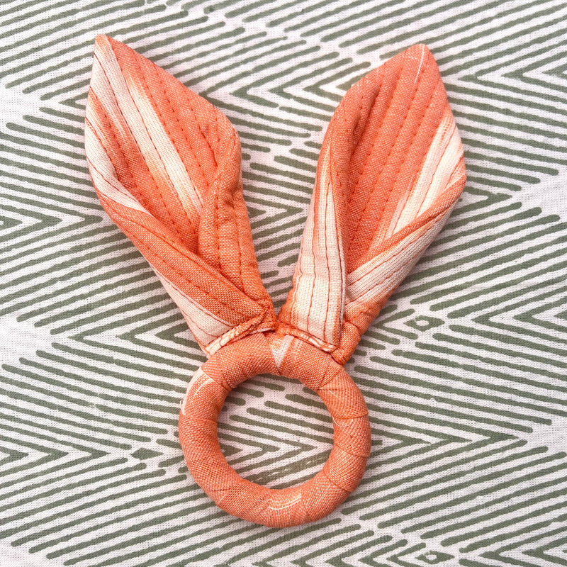 Ikat Easter Bunny Ears Napkinrings - Coral