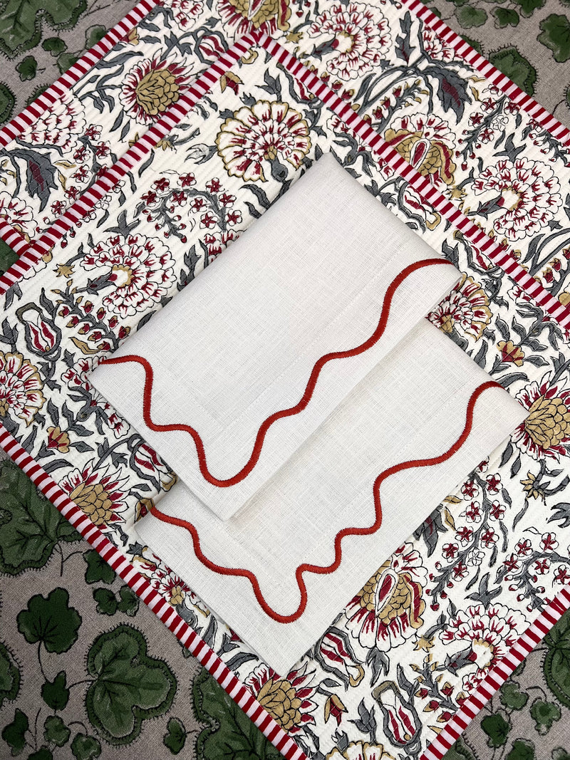 Gift Set: Ivory, Red & Grey & Squiggle Napkins
