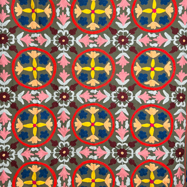 Suzani Cloth Khaki & Multicoloured