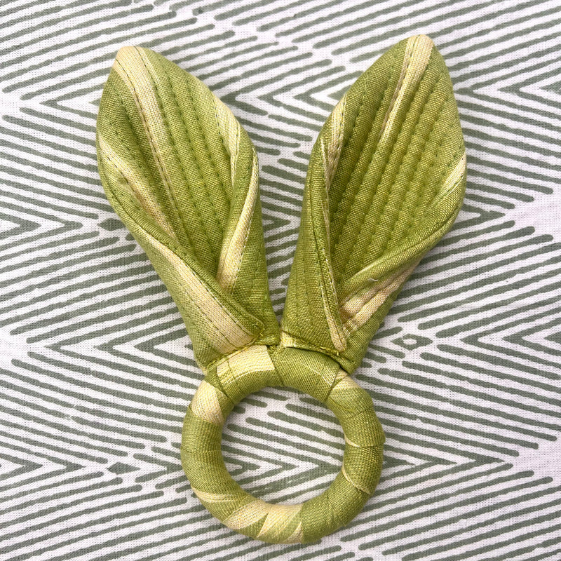 Ikat Easter Bunny Ears Napkinrings - Green