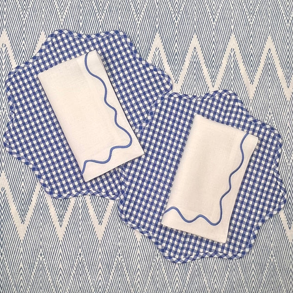 Gift Set: Blue Gingham & Squiggle Napkin Set