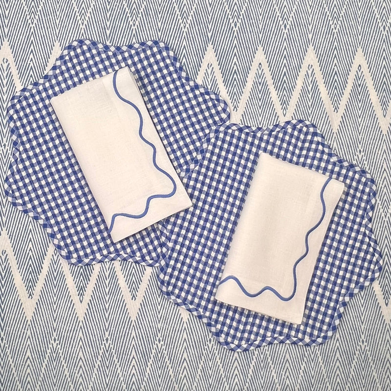 Gift Set: Blue Gingham & Squiggle Napkin Set