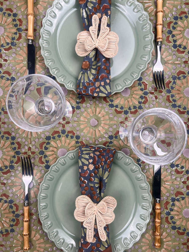 ‘The Kaleidoscope’ Tablecloth - Sage, Rust, Blue, Grey