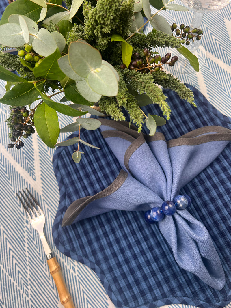 Curated Table Set: Blue & Grey Gingham