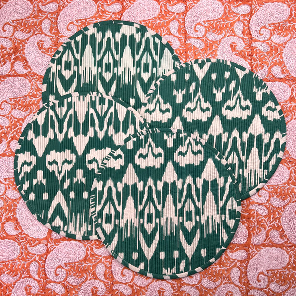 Gift Set: Four Round Ikat Placemats.