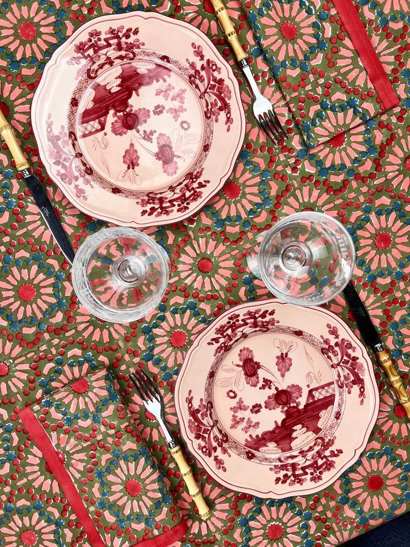 The Kaleidoscope’ Napkin Set - Moss, Red, Pink, Blue