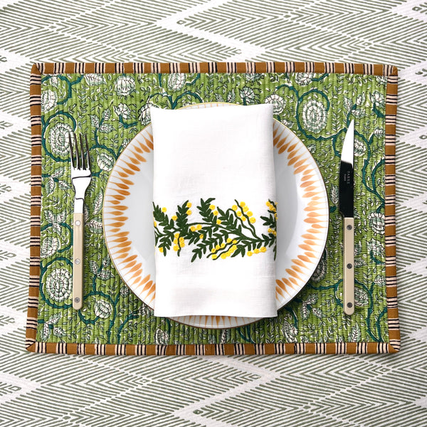 ’The Mimosa Vine’ Linen Napkin