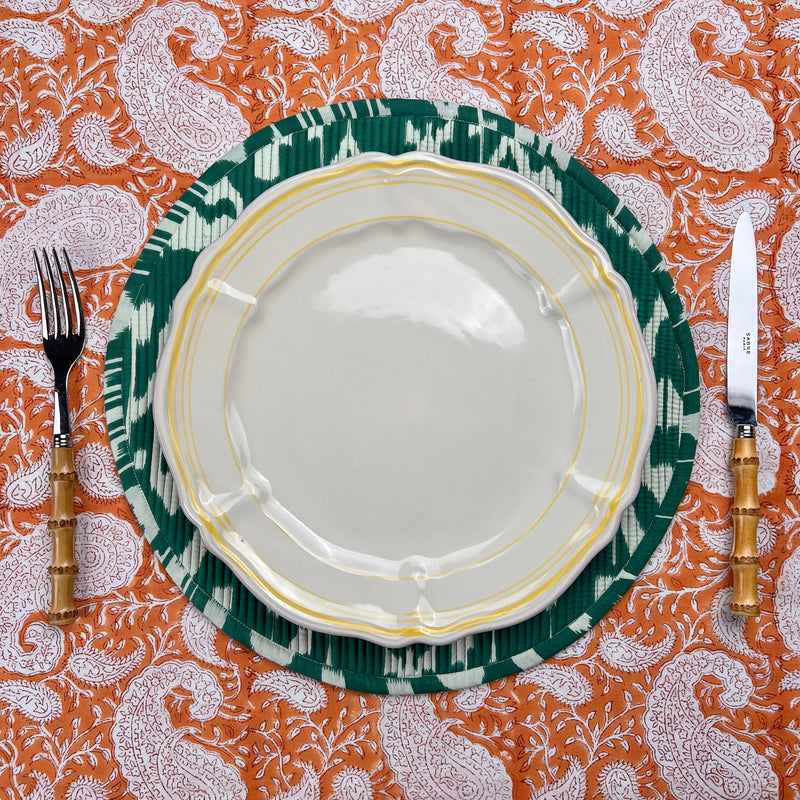 Gift Set: Four Round Ikat Placemats.