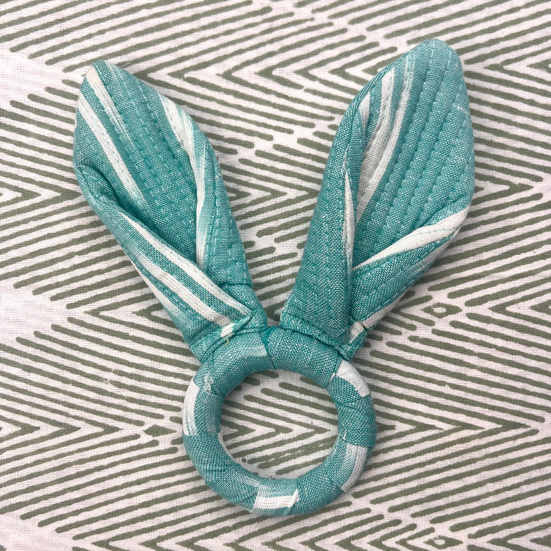 Ikat Easter Bunny Ears Napkinrings - Blue