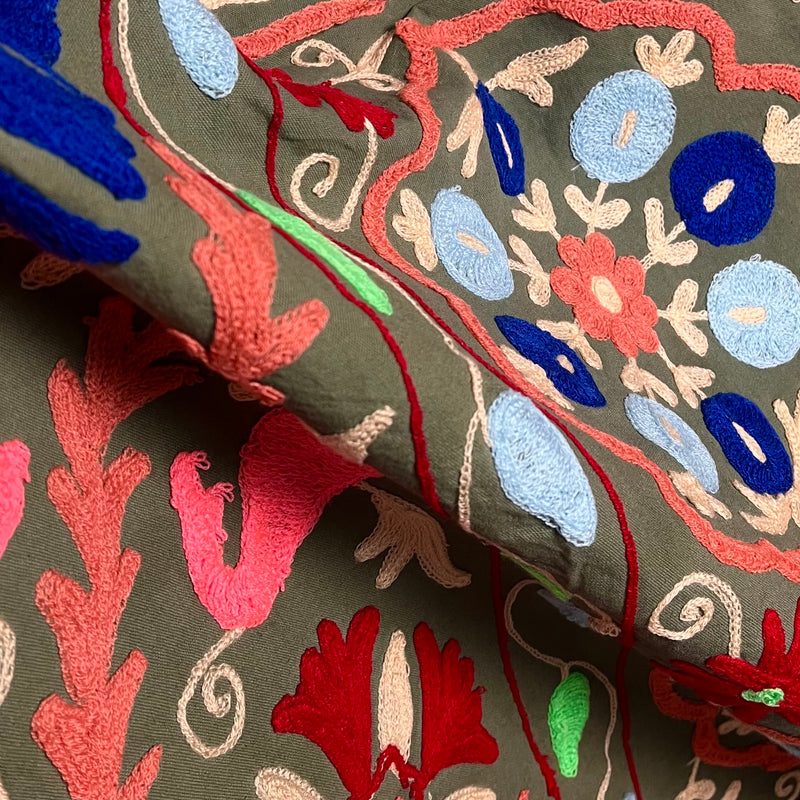 Suzani Cloth Khaki & Multicoloured