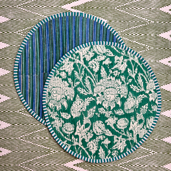 ‘The Breakfast’ Placemat - Round - Block Print