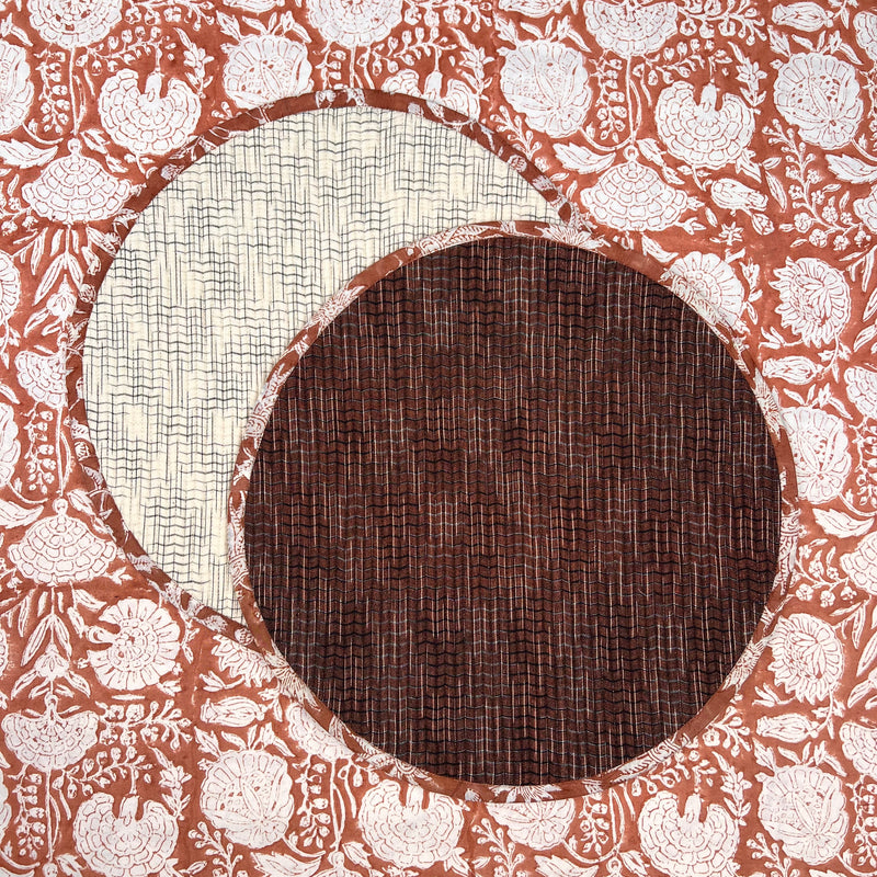 Gift Set: 4 x Ivory & Brown Round Breakfast Placemats