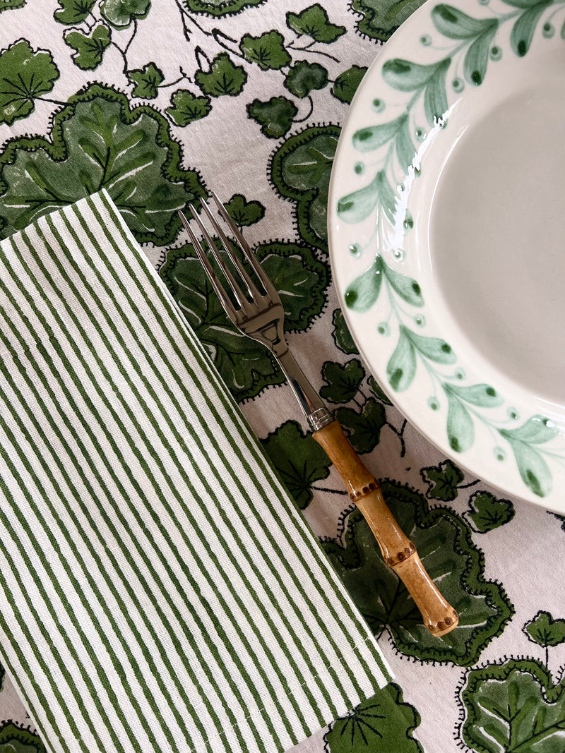 ’The Thin Swedish Stripe’ Napkins - White Base - 100% Linen