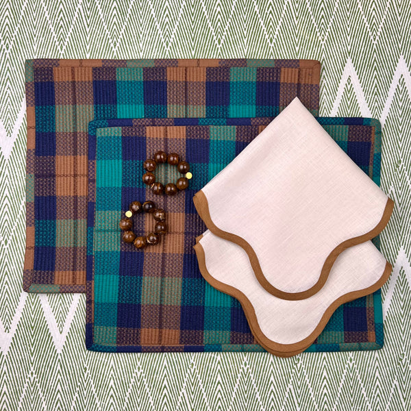 Curated Table Set: Green, Camel Navy