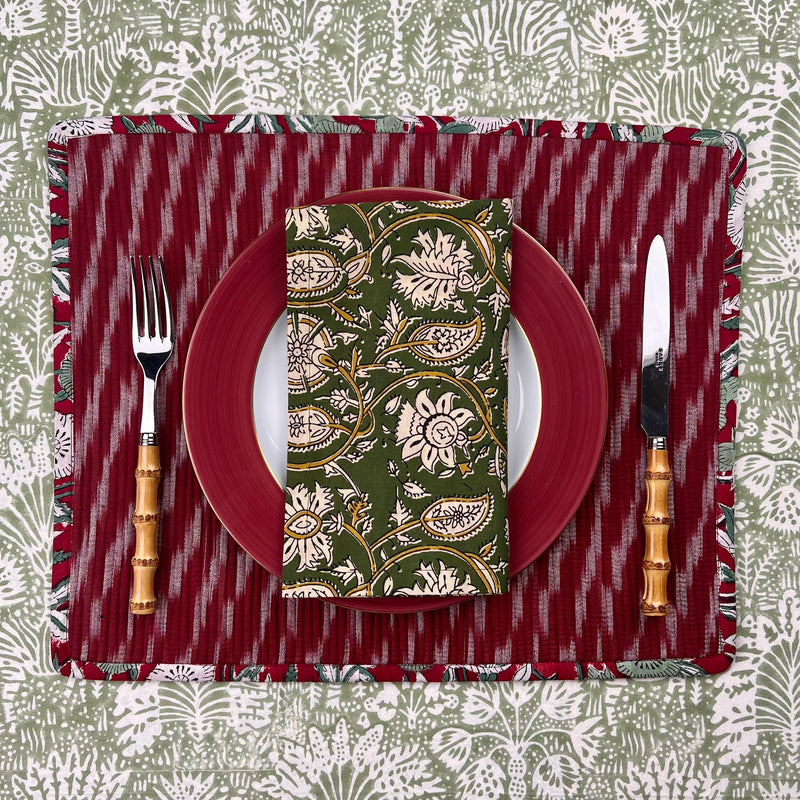 Gift Set: Set of Four Ikat Placemats (Burgundy)