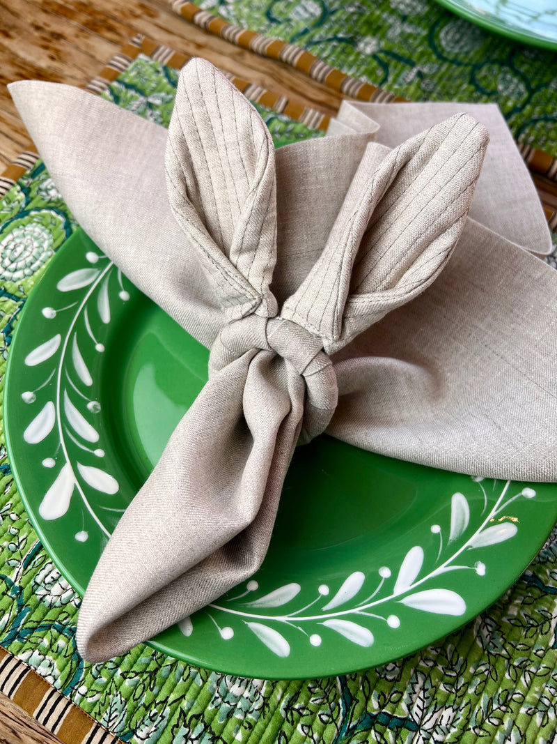 Easter Bunny Ears Napkinring & Napkin Set (100% Irish Linen)