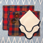 Curated Table Set: Red, Camel Navy