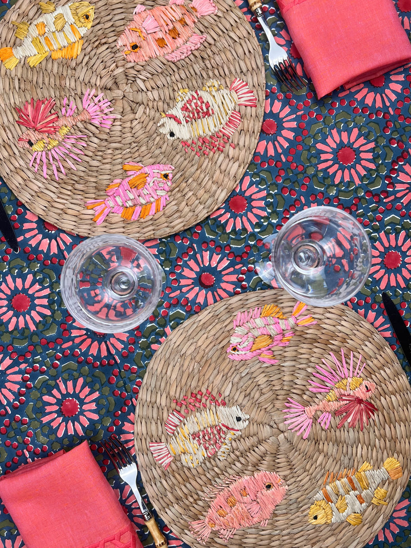 ’The Raffia Placemat’ - Pink Fish