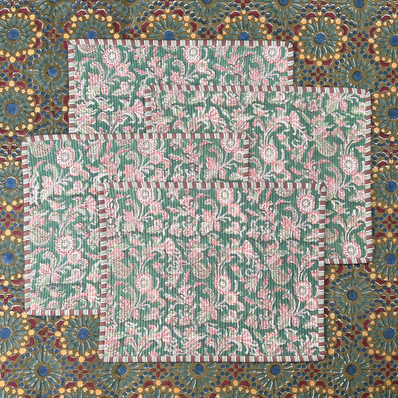 Gift Set: 4 x Sage & Rose Breakfast Placemats