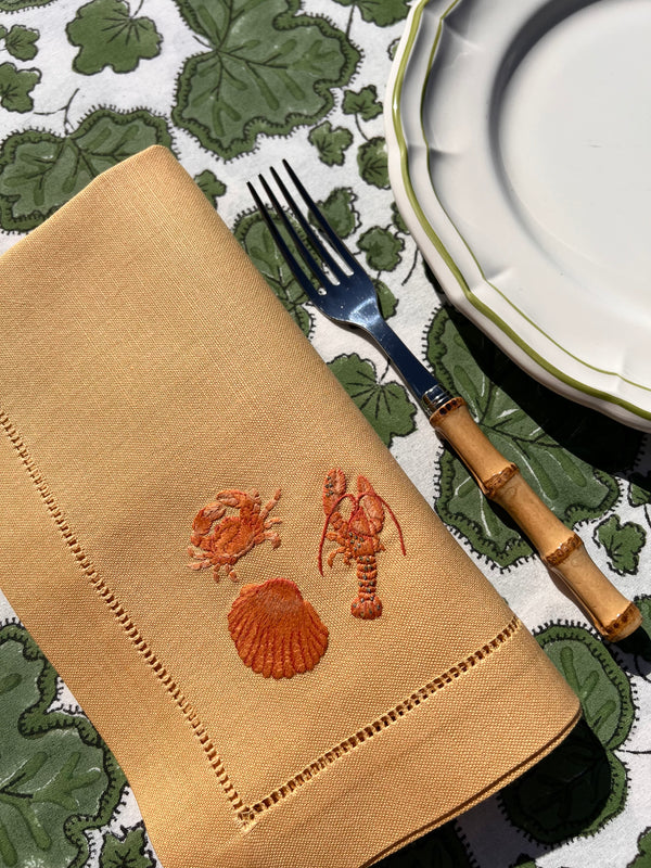 ’The Crab, Lobster & Shell’ Napkin - Citrus Sorbet